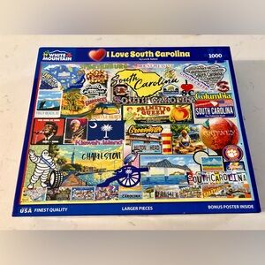 White Mountain 1000 Piece
Puzzle "I Love South Carolina"
Complete, by Lois Suton